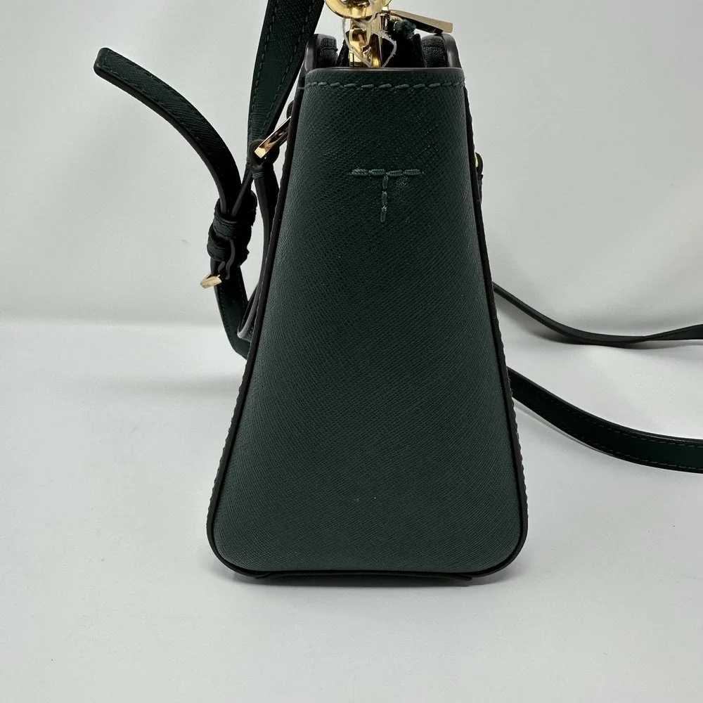 Tory Burch Emerson Mini Jitney Green Leather Tote Satchel
